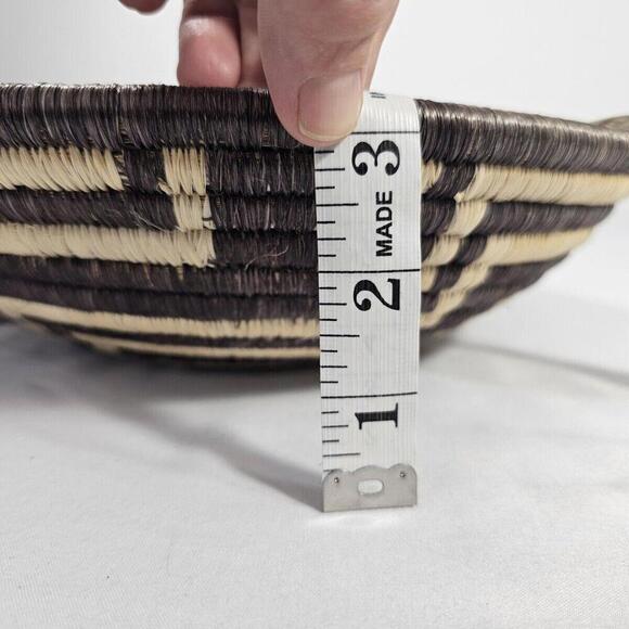 Vtg Coil Basket Gray Purple Swirl Native Tribal Aztec Woven Basket Bowl 12 in - Picture 8 of 8